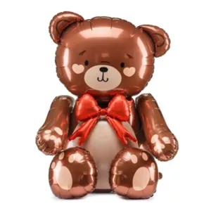 Palloncino Orsetto Marrone con fiocco Rosso Jumbo Super Shape 28"